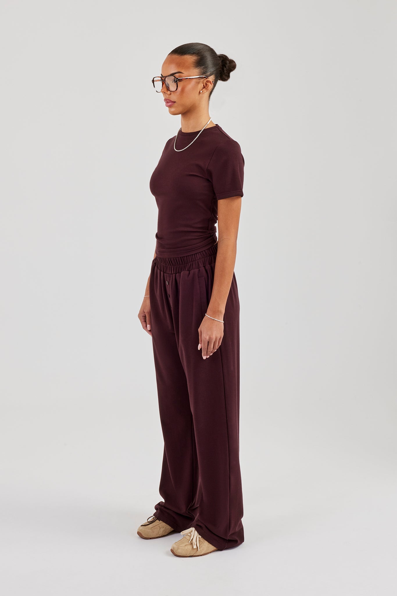 Soft Touch Short Sleeve Top & Trouser - Burgundy